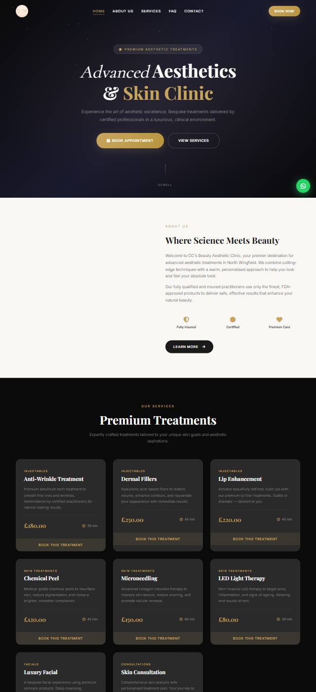 Homepage of the CC's Beauty website
