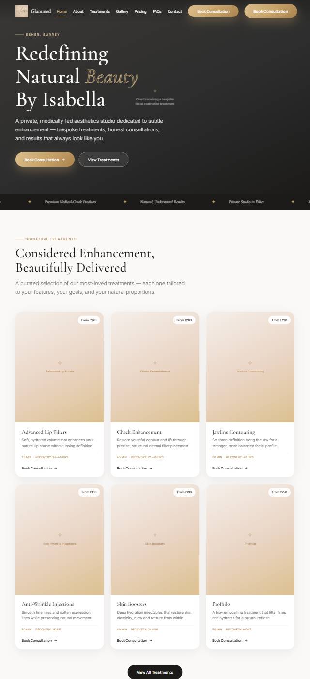 Homepage of the GLAMMED by Isabella website