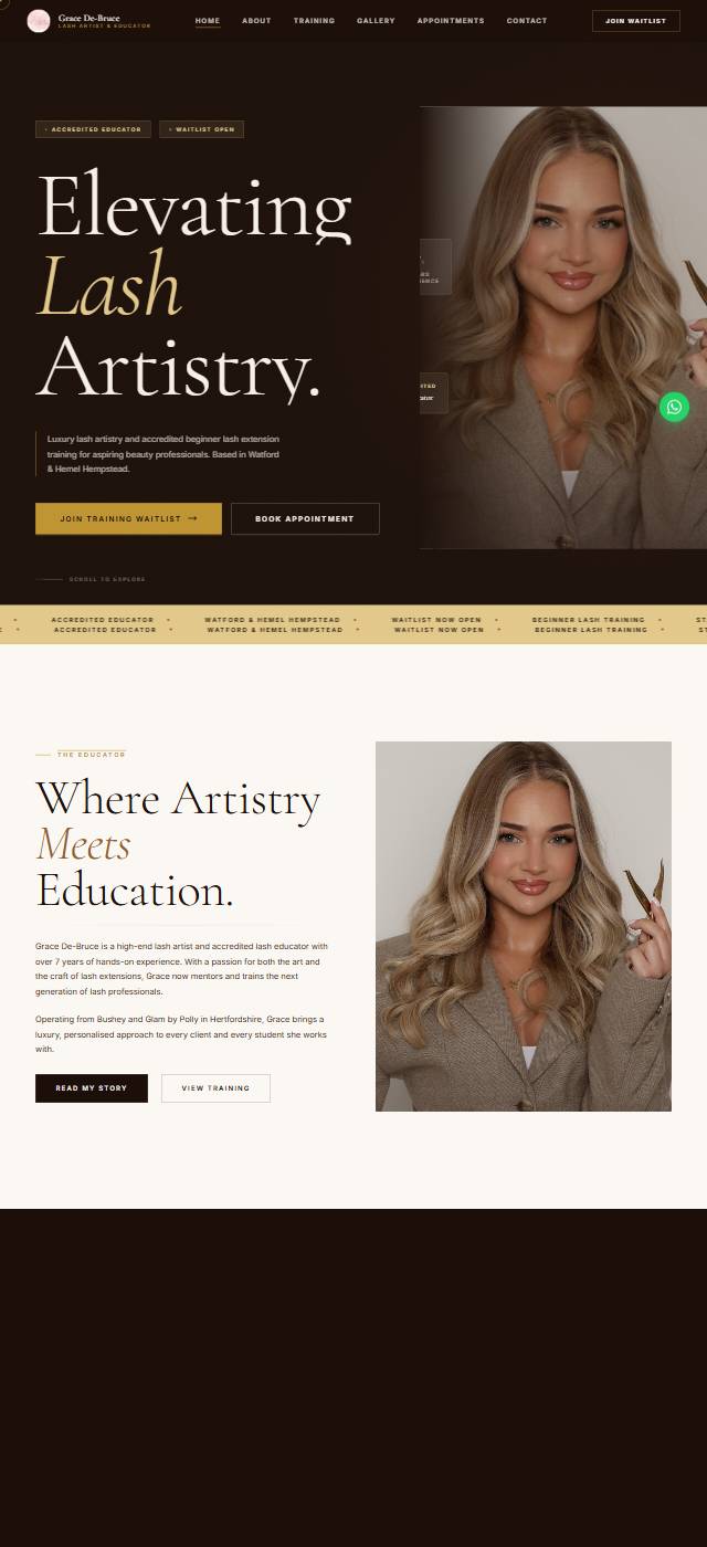 Homepage of the Grace De-Bruce website