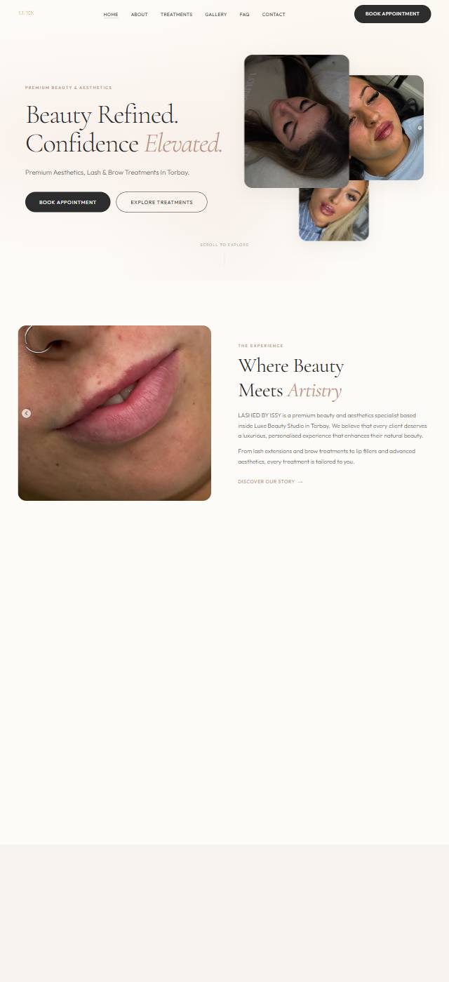 Homepage of the Lashed by Issy website