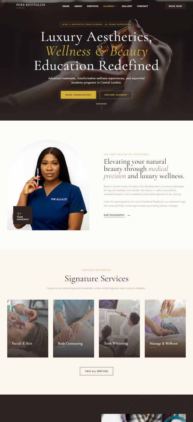 Homepage of the Pure Revitalize website