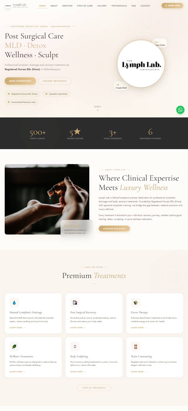 Homepage of the Lymph Lab website