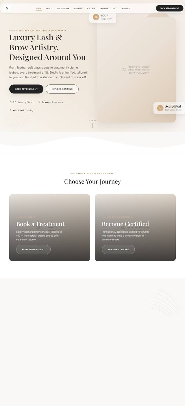 Homepage of the SL Studio website