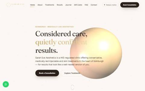 Sarah Eve Aesthetics website