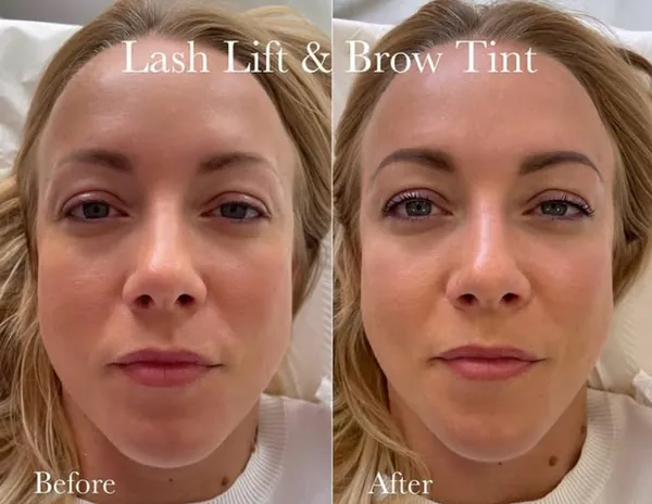 Lash lift and brow tint result