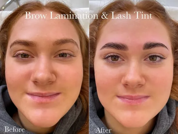 Brow lamination and lash tint result