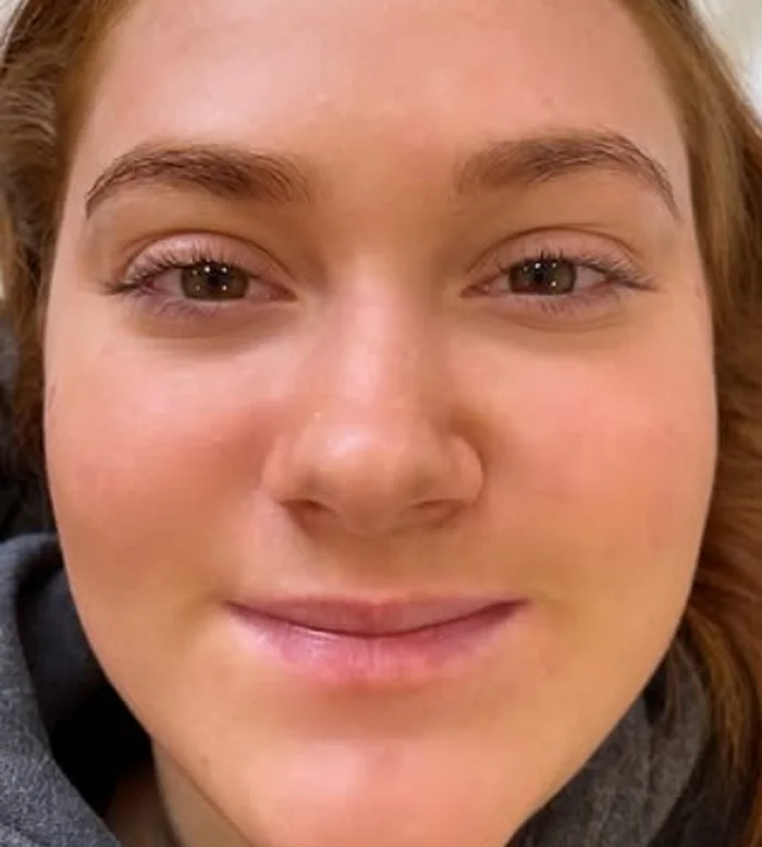 Before brow lamination and lash tint